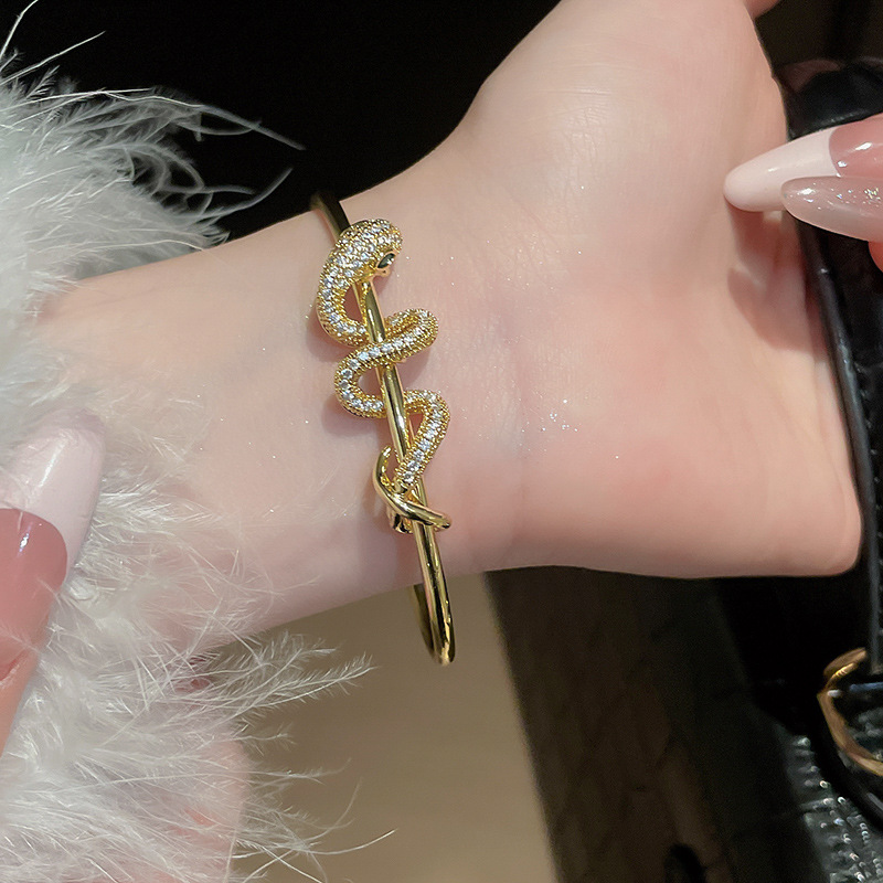 Gold Snake Wrap Bracelet CZ Crystal Brass Jewelry Wholesale